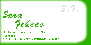 sara fekecs business card